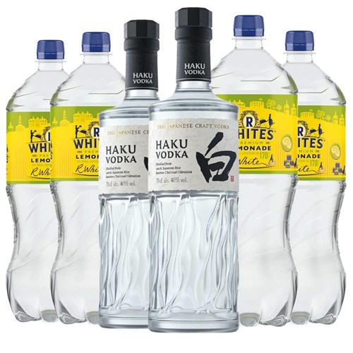 Case of 6 with Haku Japanese Craft Vodka 70cl and R. White’s Lemonade | Spirit & Mixer Set